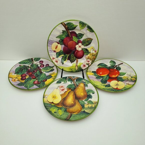 Villa d'Este Fruit Salad Plates VDI1 Pears Cherries Apples Plums Display Plates - Picture 1 of 8